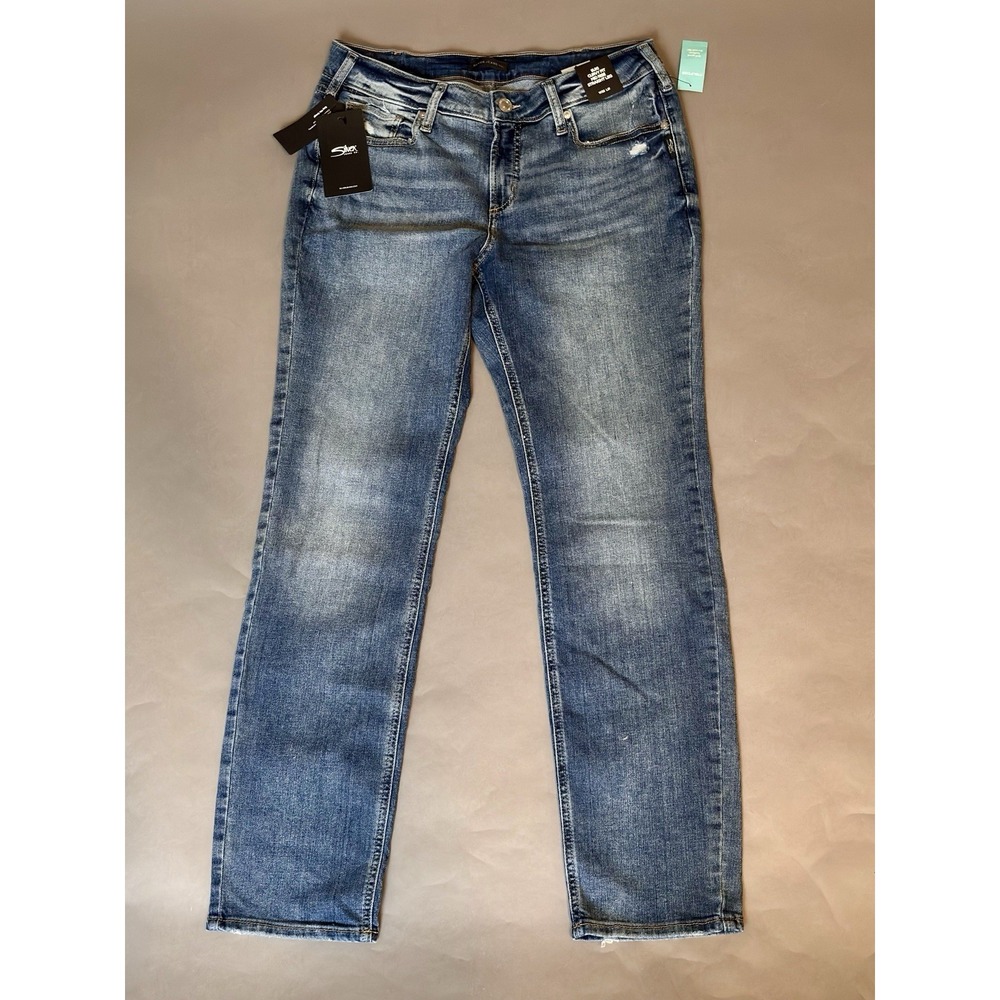 NWT Silver Jeans Co Suki Curvy Fit Mid Rise Straight Leg W32 L31 Blue Denim